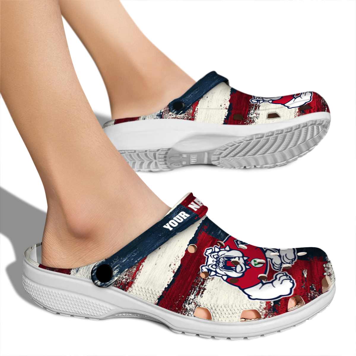 Merchidea Fresno State Bulldogs NCAA Sport Crocs Crocband Clogs Shoes Comfortable For Men Women and Kids