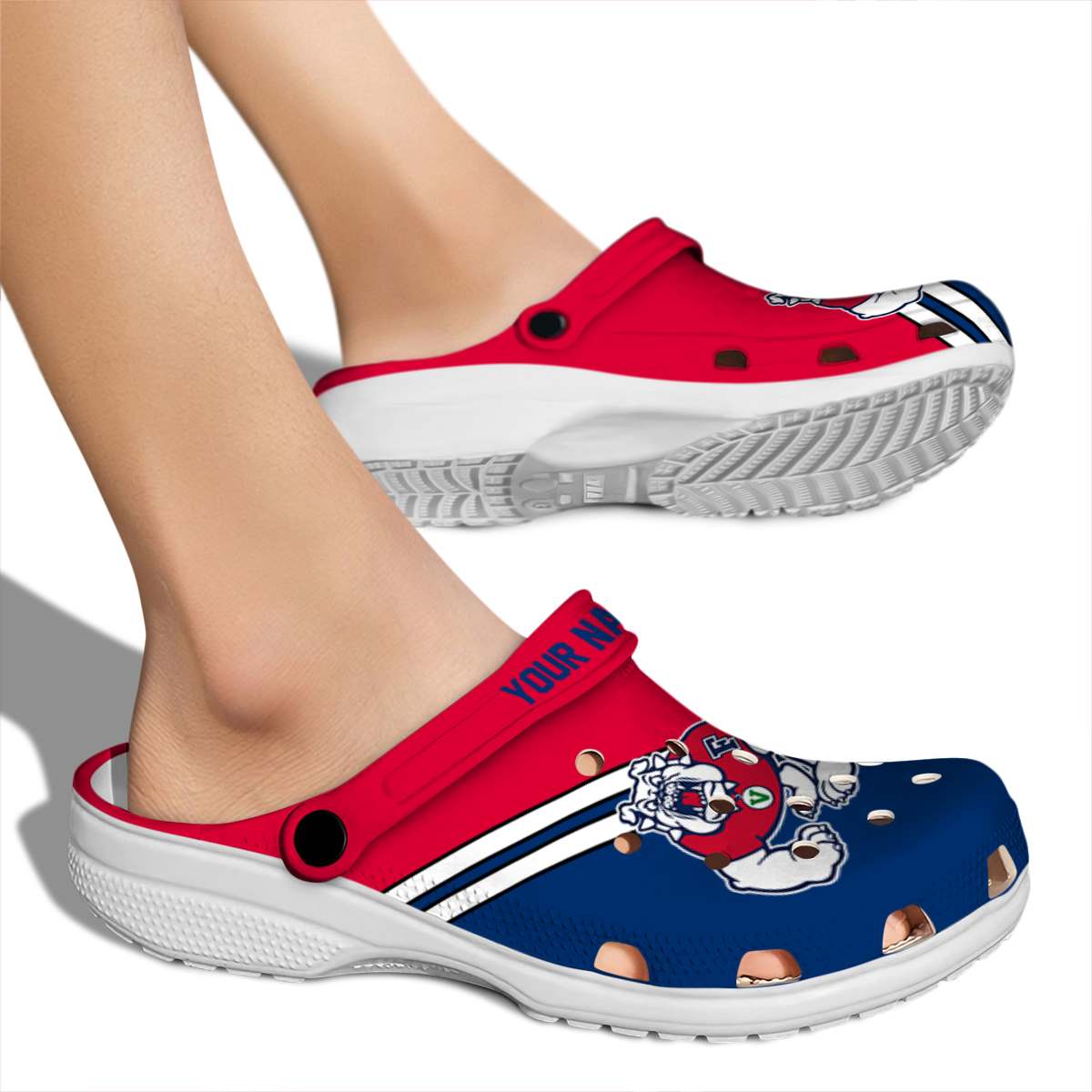 Merchidea Fresno State Bulldogs NCAA Sport Crocs Crocband Clogs Shoes Comfortable For Men Women and Kids