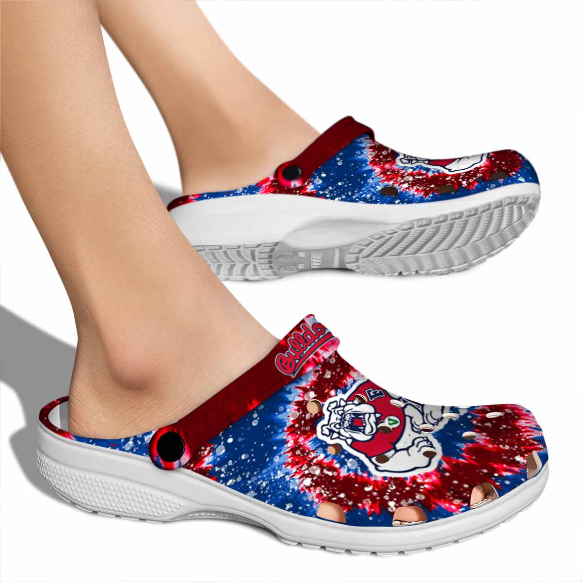 Merchidea Fresno State Bulldogs NCAA Sport Crocs Crocband Clogs Shoes Comfortable For Men Women and Kids