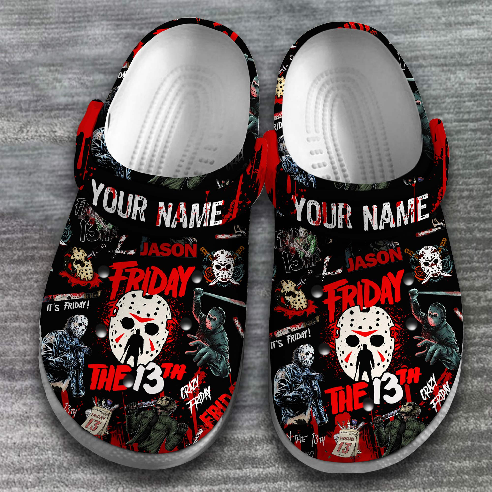 Merchidea Friday the 13th Movie Halloween Crocs Crocband Clogs Shoes Comfortable For Men Women and Kids