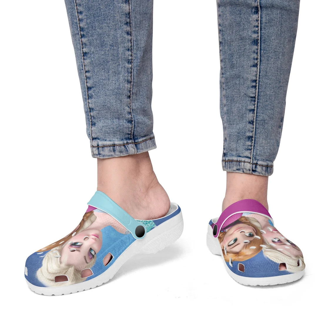 Merchidea Frozen Elsa, Anna Cartoon Crocs Crocband Shoes Clogs Custom Name For Men Women and Kids