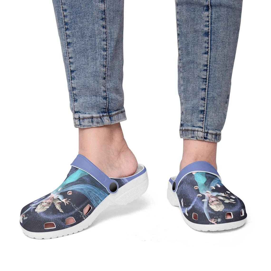 Merchidea Frozen Elsa Cartoon Crocs Crocband Shoes Clogs Custom Name For Men Women and Kids