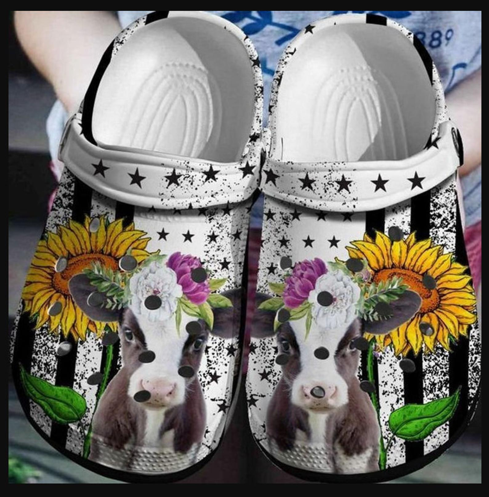 Merchidea Funny Cow In The Us Shoes - Sunflower Outdoor Shoes Gifts For Girl Daughter Sister Mother