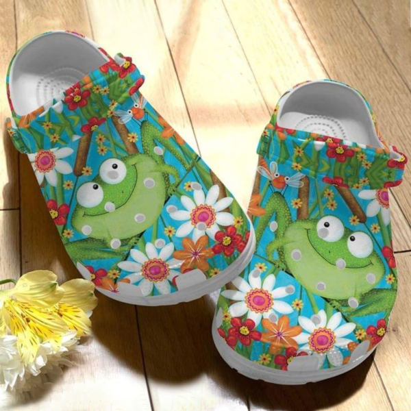 Merchidea Funny Frog Floral Crocs Crocband Clogs Shoes Comfortable For Men Women and Kids
