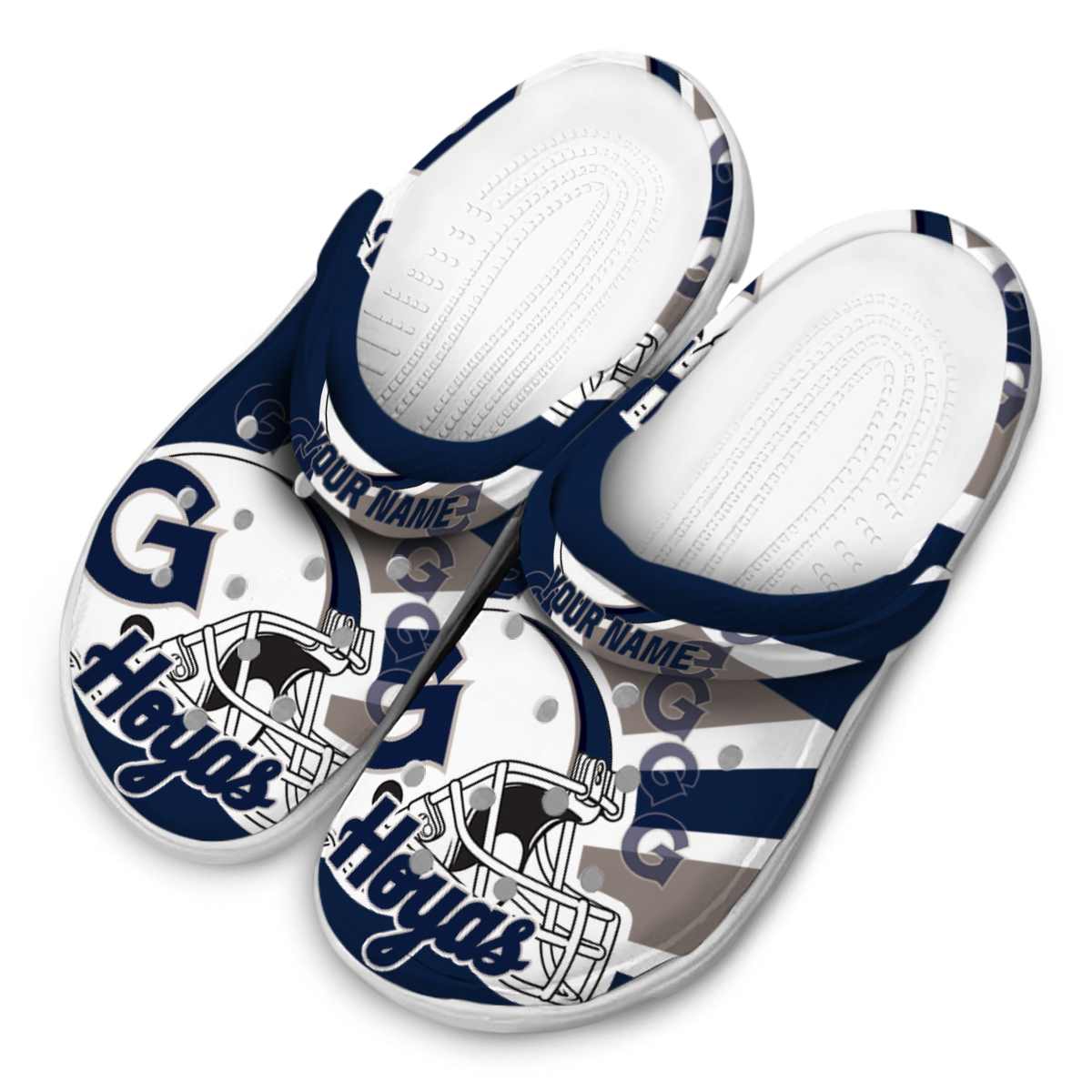 Merchidea Georgetown Hoyas NCAA Sport Crocs Crocband Clogs Shoes Comfortable For Men Women and Kids