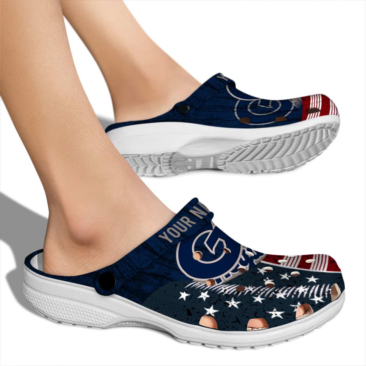 Merchidea Georgetown Hoyas NCAA Sport Crocs Crocband Clogs Shoes Comfortable For Men Women and Kids