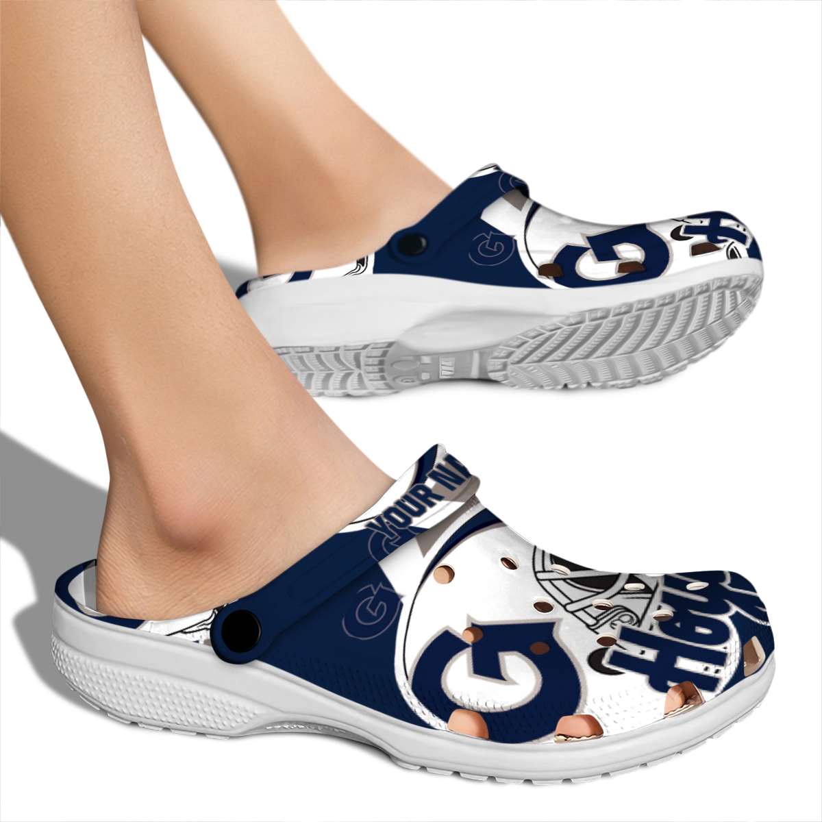 Merchidea Georgetown Hoyas NCAA Sport Crocs Crocband Clogs Shoes Comfortable For Men Women and Kids
