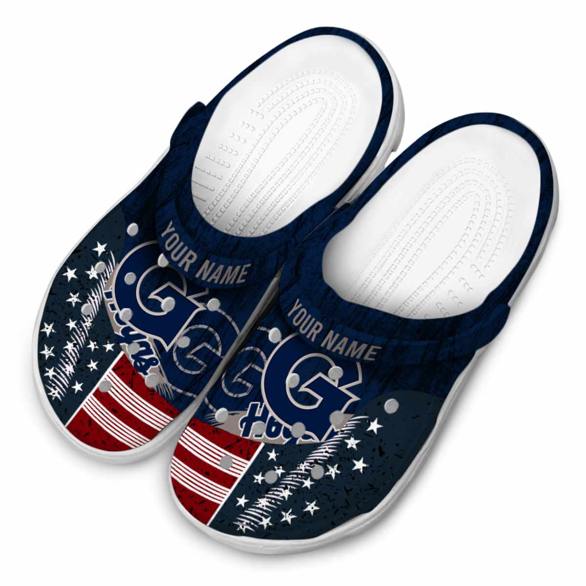Merchidea Georgetown Hoyas NCAA Sport Crocs Crocband Clogs Shoes Comfortable For Men Women and Kids