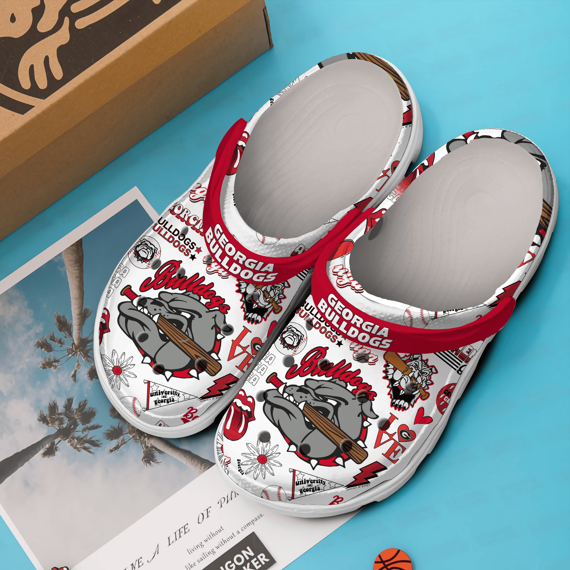 Merchidea Georgia Bulldogs Football NCAA Sport Crocs Crocband Clogs Shoes Comfortable For Men Women and Kids