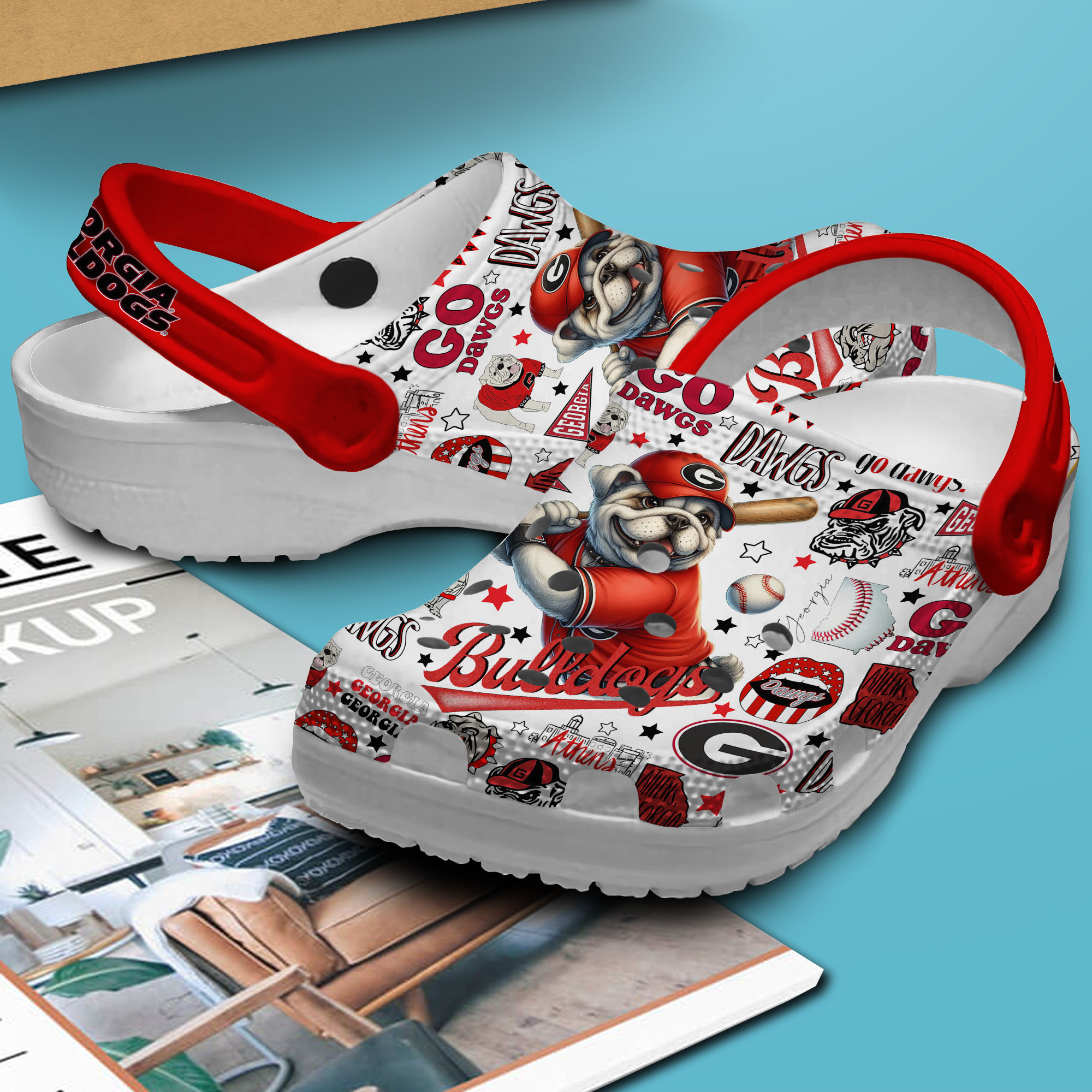 Merchidea Georgia Bulldogs Football NCAA SportCrocs Crocband Clogs Shoes Comfortable For Men Women and Kids