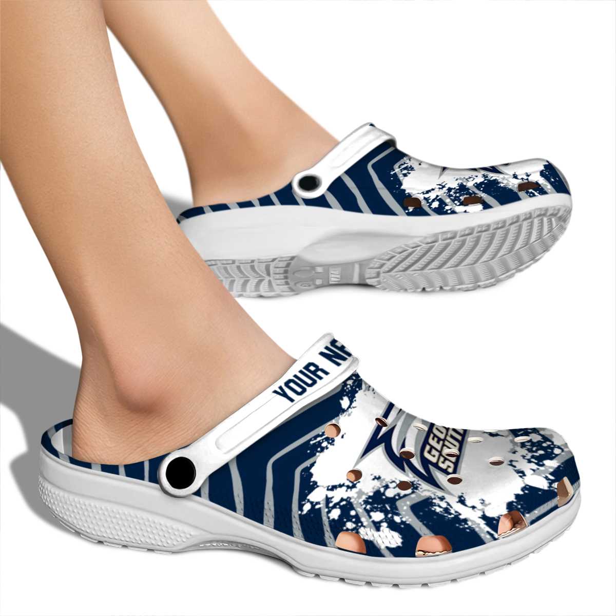 Merchidea Georgia Southern Eagles NCAA Sport Crocs Crocband Clogs Shoes Comfortable For Men Women and Kids