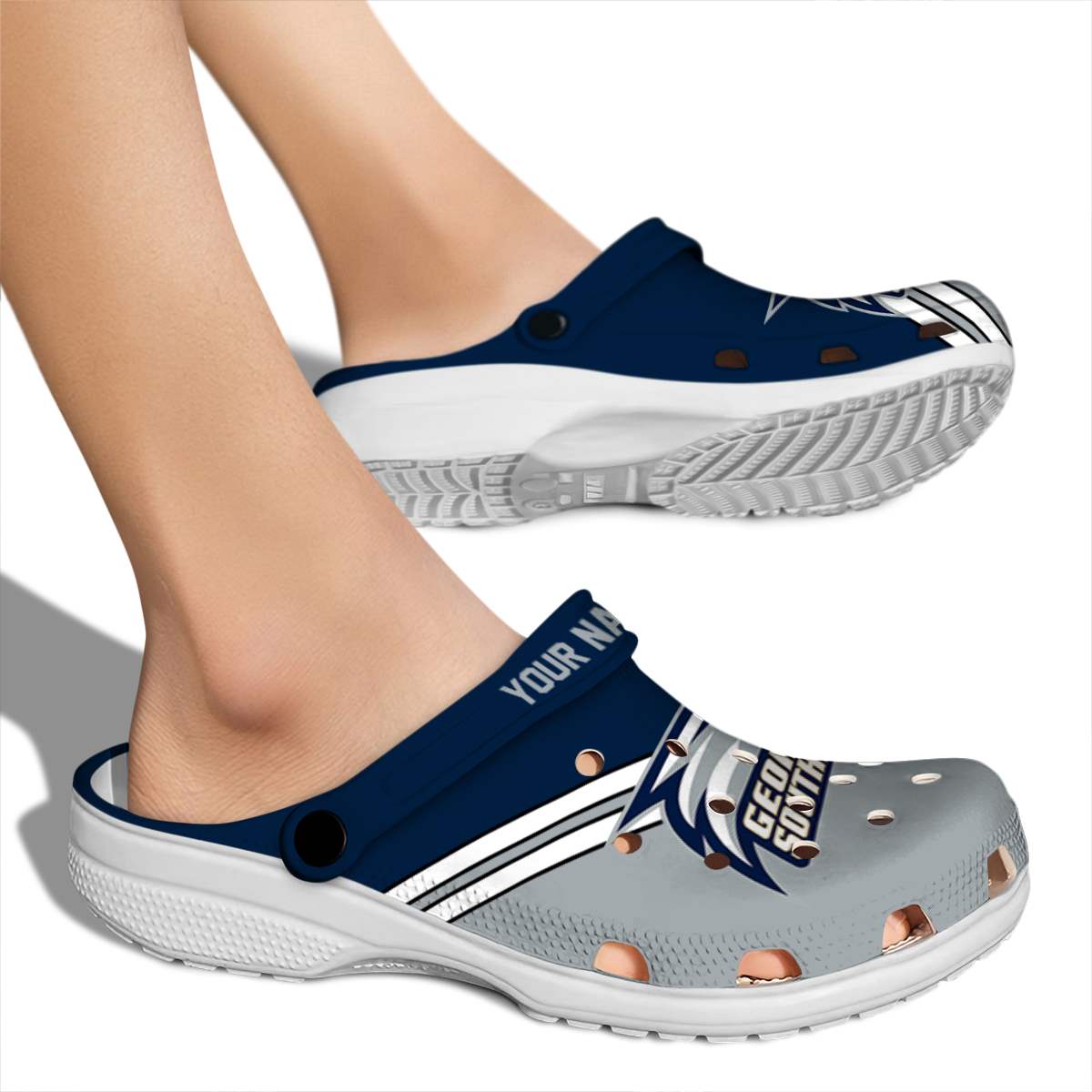 Merchidea Georgia Southern Eagles NCAA Sport Crocs Crocband Clogs Shoes Comfortable For Men Women and Kids