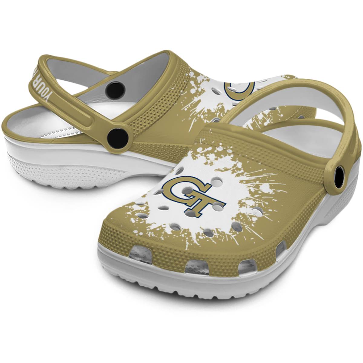 Merchidea Georgia Tech Yellow Jackets NCAA Sport Crocs Crocband Clogs Shoes Comfortable For Men Women and Kids