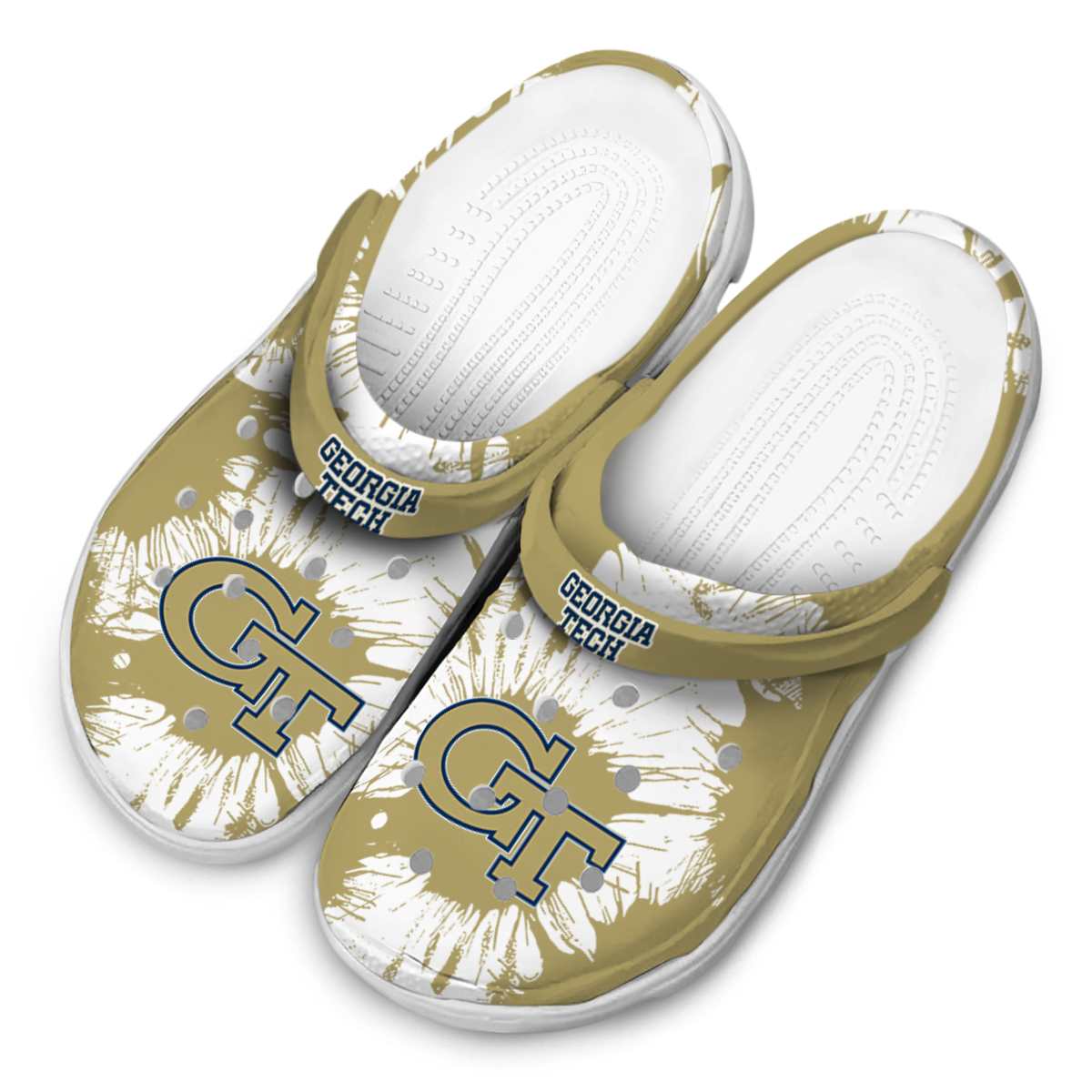 Merchidea Georgia Tech Yellow Jackets NCAA Sport Crocs Crocband Clogs Shoes Comfortable For Men Women and Kids