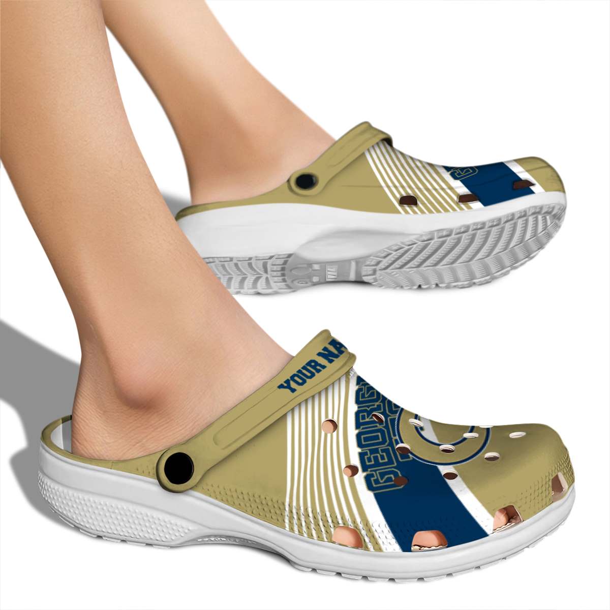 Merchidea Georgia Tech Yellow Jackets NCAA Sport Crocs Crocband Clogs Shoes Comfortable For Men Women and Kids