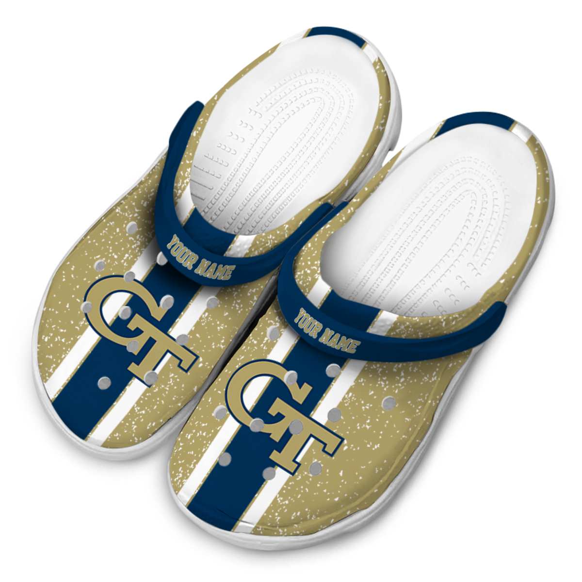 Merchidea Georgia Tech Yellow Jackets NCAA Sport Crocs Crocband Clogs Shoes Comfortable For Men Women and Kids