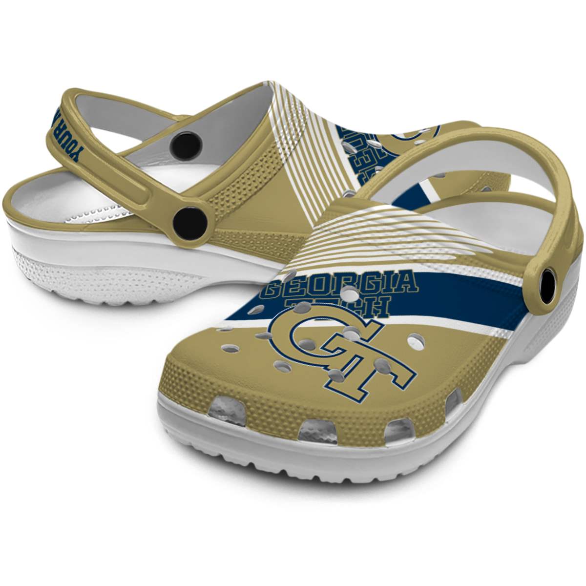 Merchidea Georgia Tech Yellow Jackets NCAA Sport Crocs Crocband Clogs Shoes Comfortable For Men Women and Kids