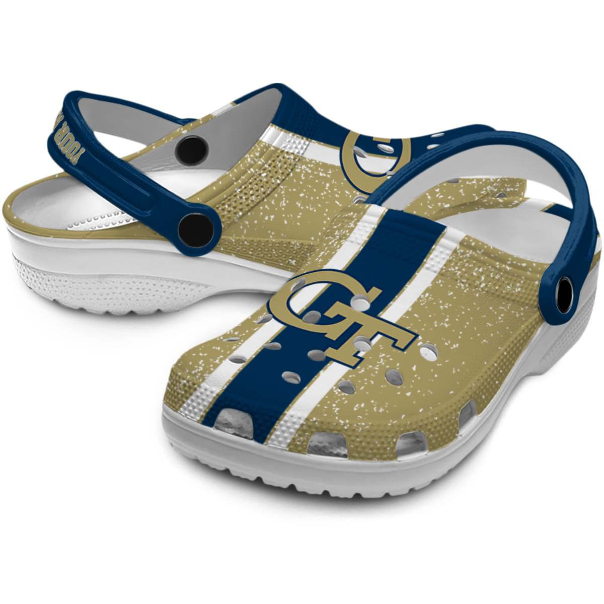 Merchidea Georgia Tech Yellow Jackets NCAA Sport Crocs Crocband Clogs Shoes Comfortable For Men Women and Kids