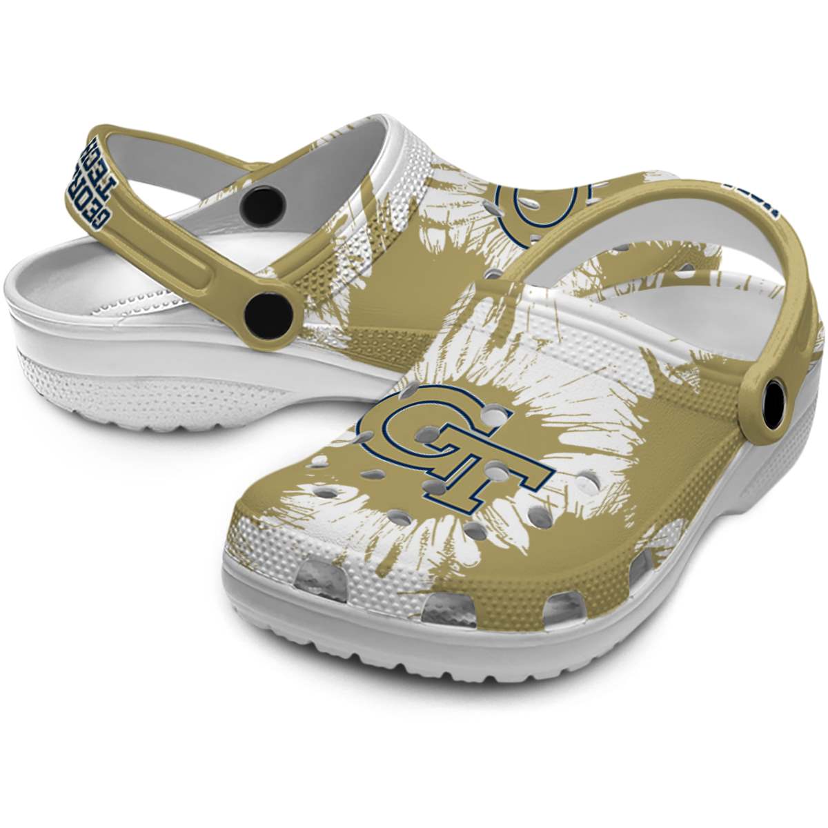 Merchidea Georgia Tech Yellow Jackets NCAA Sport Crocs Crocband Clogs Shoes Comfortable For Men Women and Kids