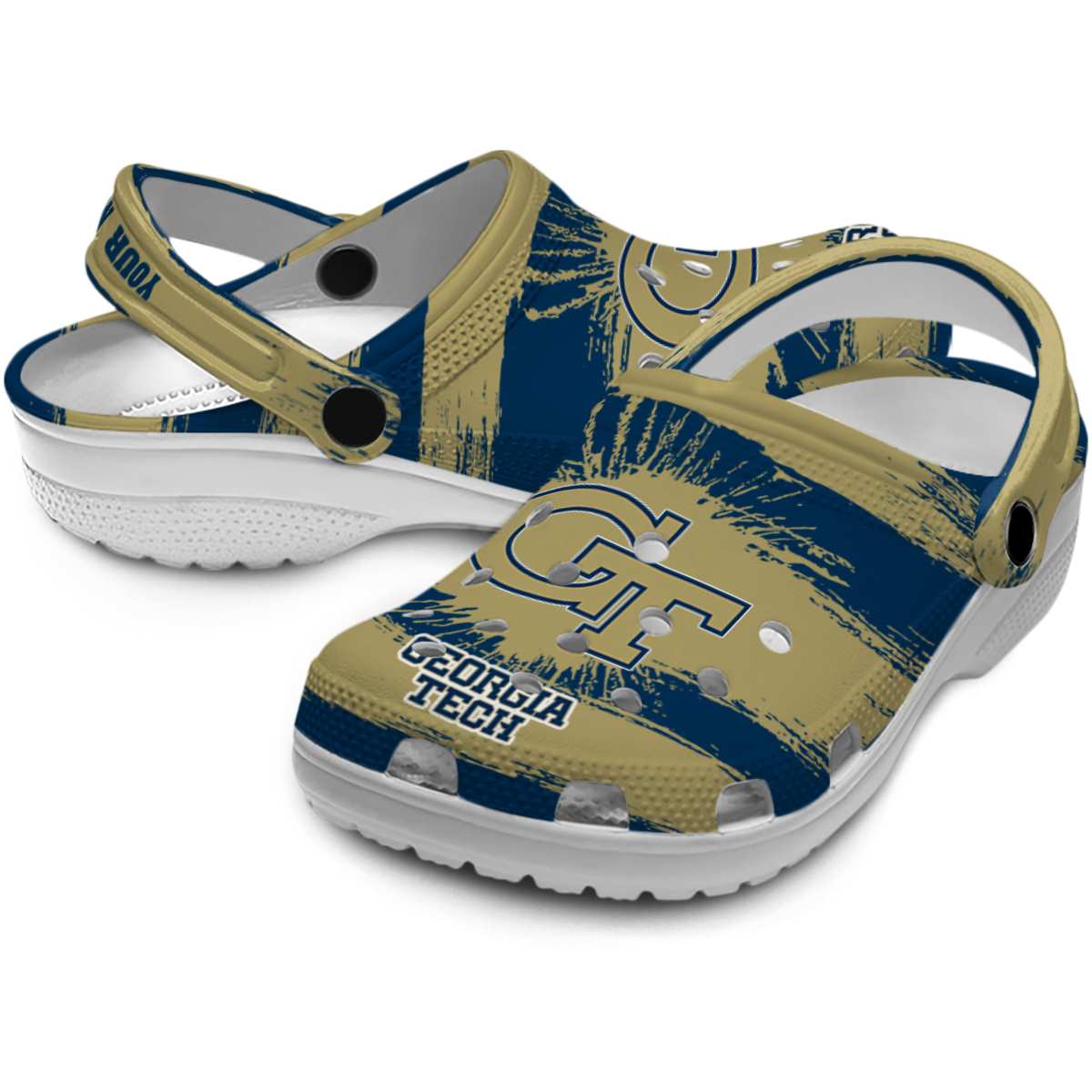 Merchidea Georgia Tech Yellow Jackets NCAA Sport Crocs Crocband Clogs Shoes Comfortable For Men Women and Kids
