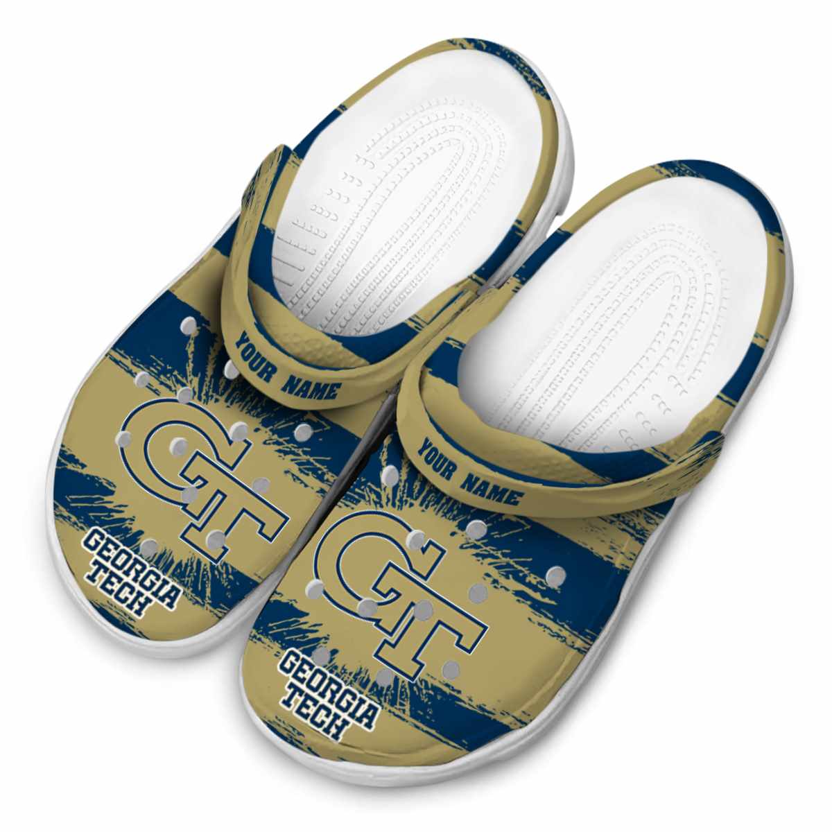 Merchidea Georgia Tech Yellow Jackets NCAA Sport Crocs Crocband Clogs Shoes Comfortable For Men Women and Kids