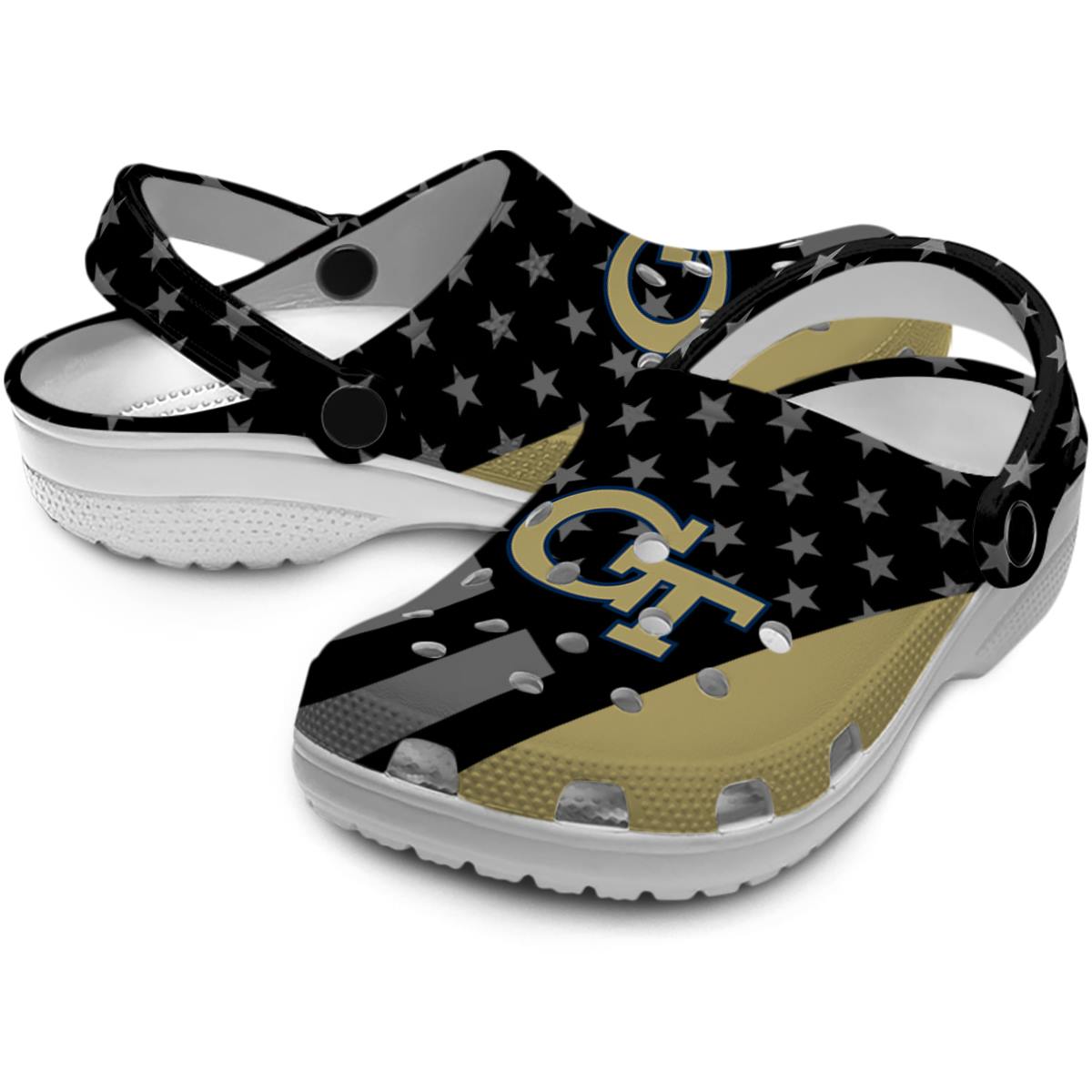 Merchidea Georgia Tech Yellow Jackets NCAA Sport Crocs Crocband Clogs Shoes Comfortable For Men Women and Kids