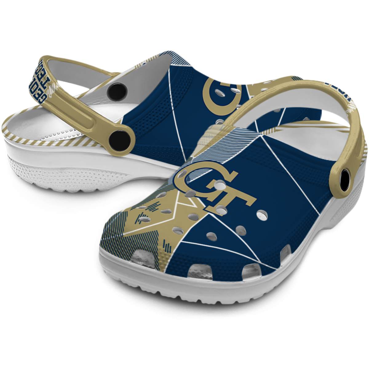 Merchidea Georgia Tech Yellow Jackets NCAA Sport Crocs Crocband Clogs Shoes Comfortable For Men Women and Kids