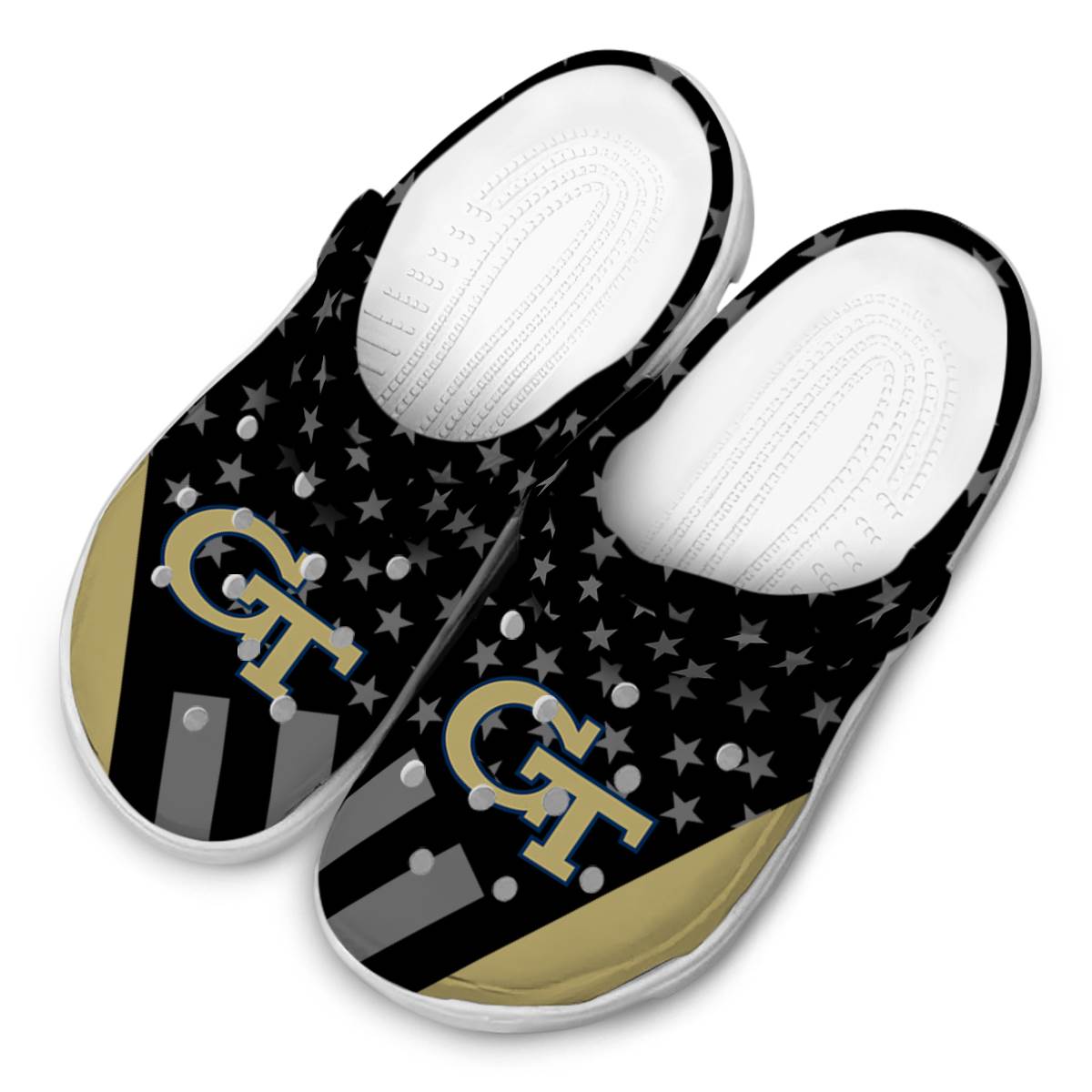 Merchidea Georgia Tech Yellow Jackets NCAA Sport Crocs Crocband Clogs Shoes Comfortable For Men Women and Kids