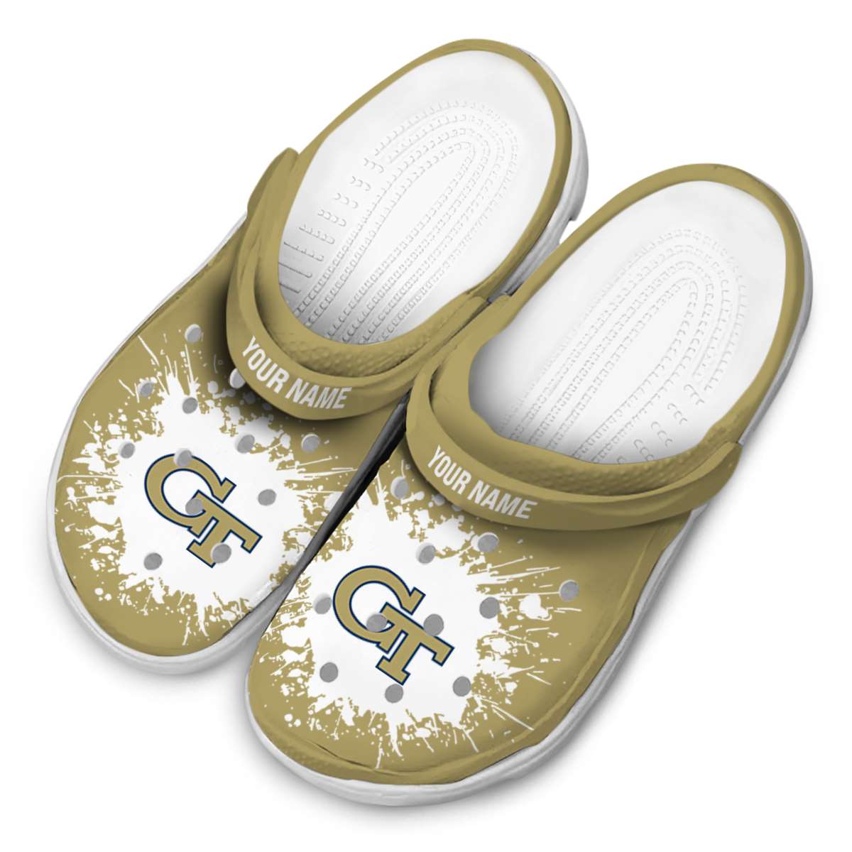 Merchidea Georgia Tech Yellow Jackets NCAA Sport Crocs Crocband Clogs Shoes Comfortable For Men Women and Kids