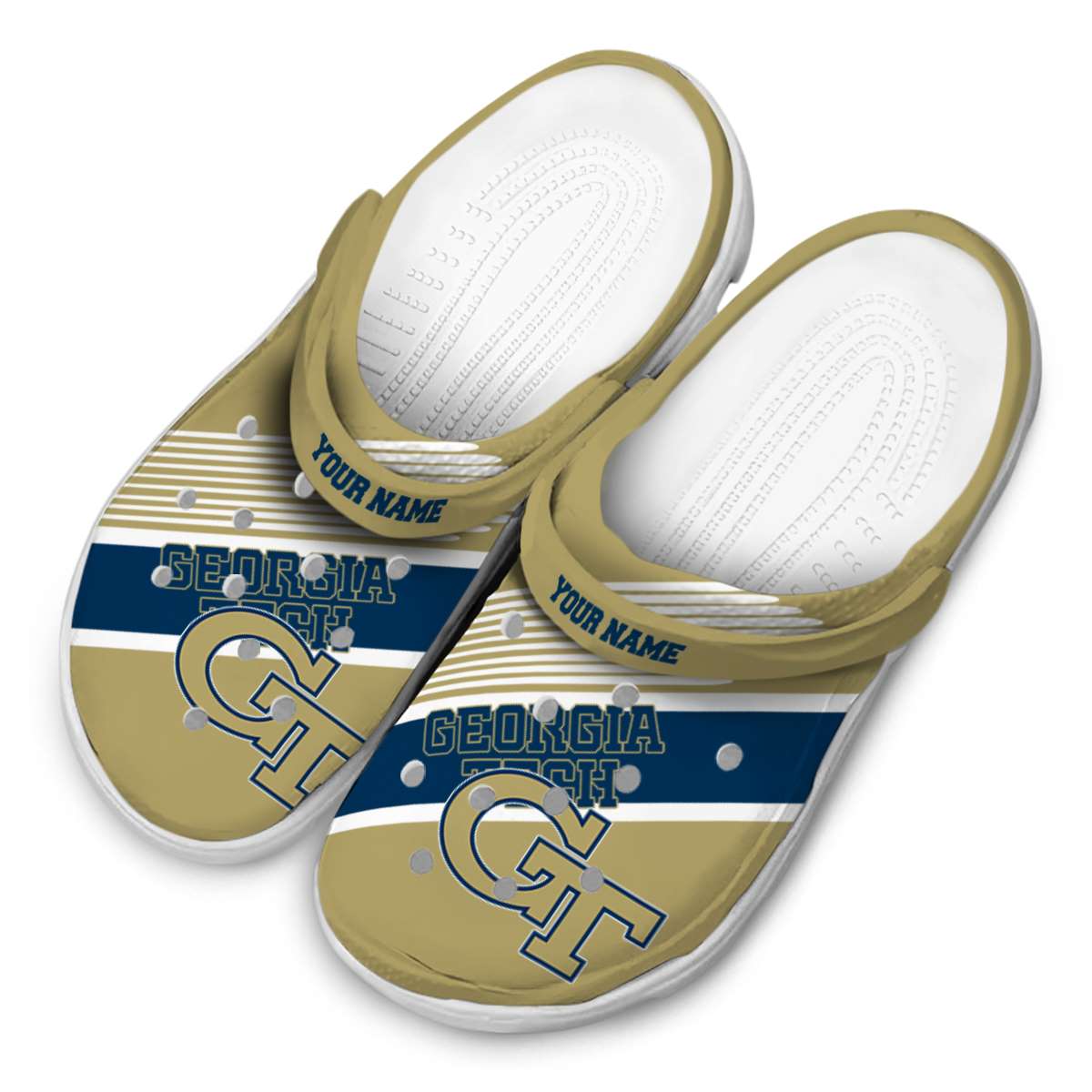Merchidea Georgia Tech Yellow Jackets NCAA Sport Crocs Crocband Clogs Shoes Comfortable For Men Women and Kids