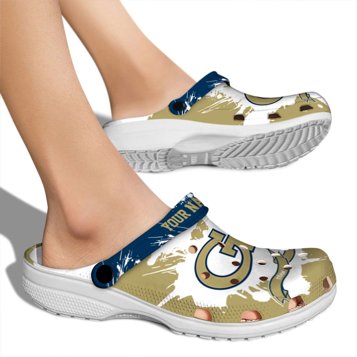 Merchidea Georgia Tech Yellow Jackets NCAA Sport Crocs Crocband Clogs Shoes Comfortable For Men Women and Kids