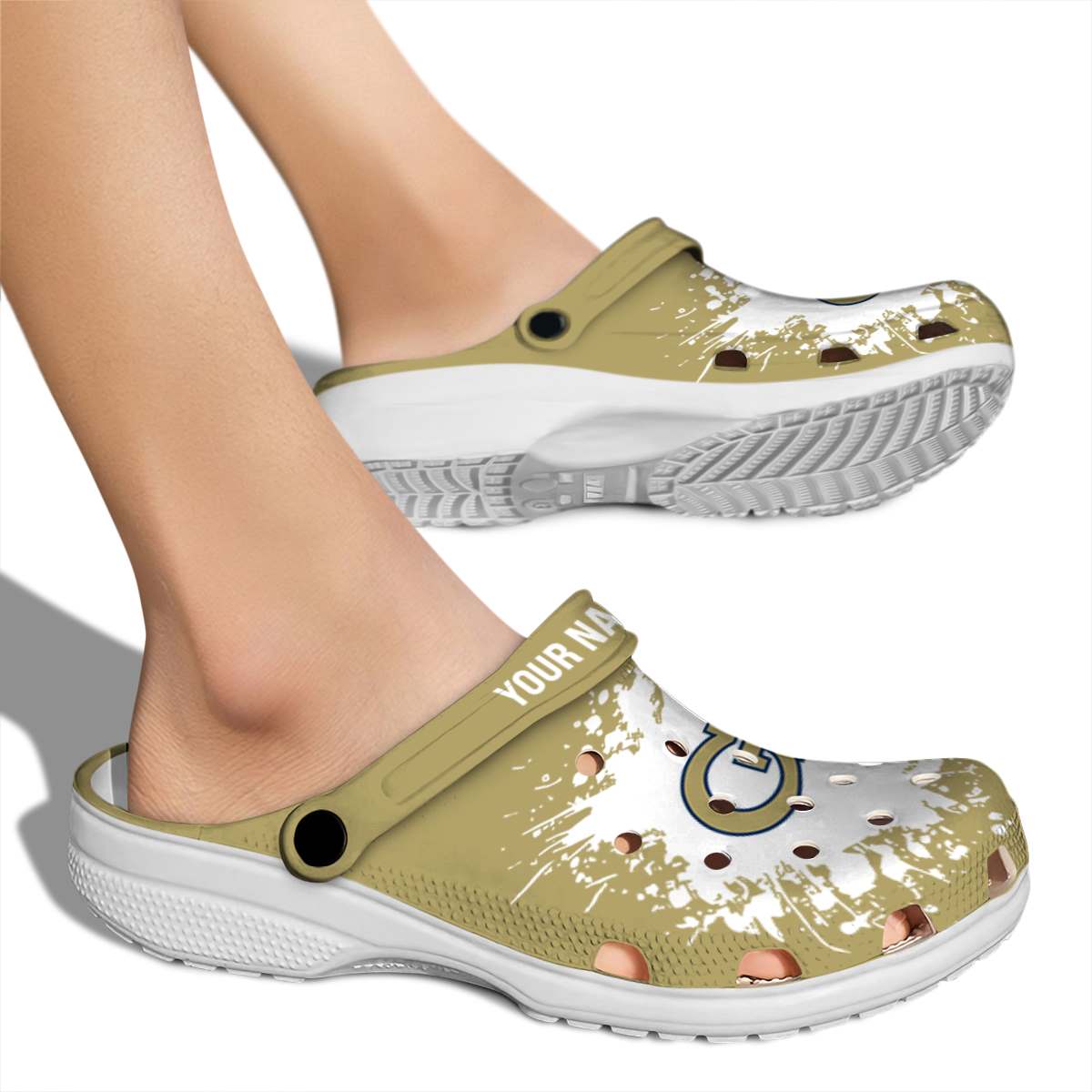 Merchidea Georgia Tech Yellow Jackets NCAA Sport Crocs Crocband Clogs Shoes Comfortable For Men Women and Kids