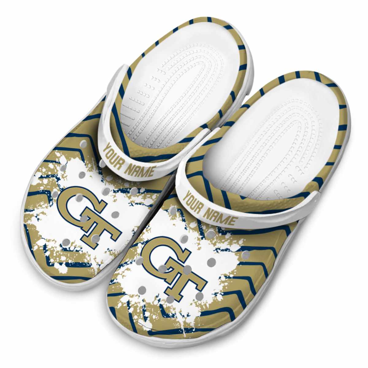 Merchidea Georgia Tech Yellow Jackets NCAA Sport Crocs Crocband Clogs Shoes Comfortable For Men Women and Kids