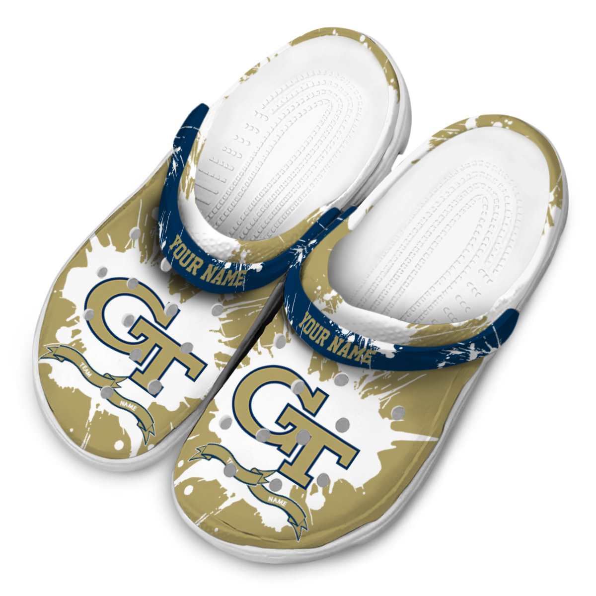 Merchidea Georgia Tech Yellow Jackets NCAA Sport Crocs Crocband Clogs Shoes Comfortable For Men Women and Kids