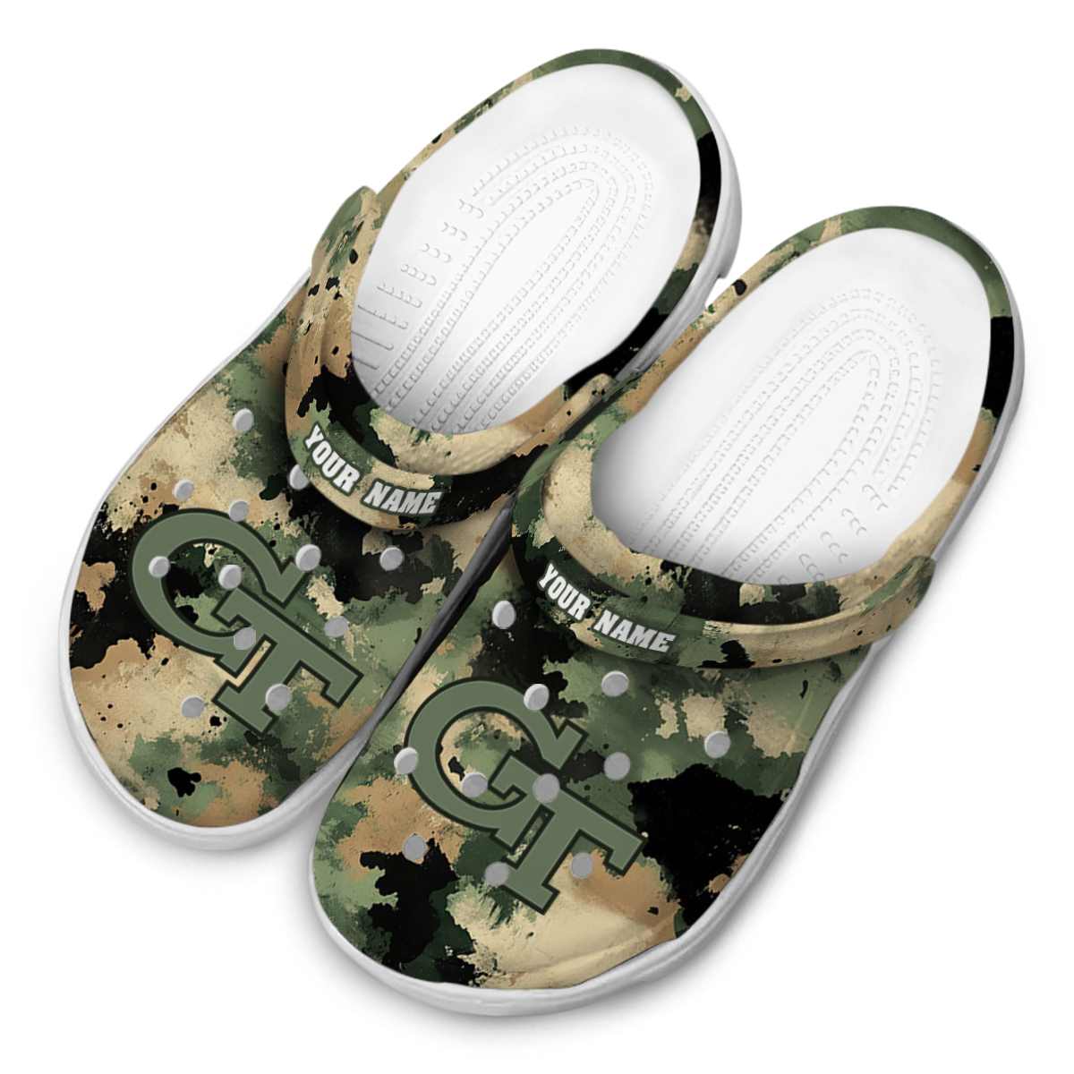 Merchidea Georgia Tech Yellow Jackets NCAA Sport Crocs Crocband Clogs Shoes Comfortable For Men Women and Kids