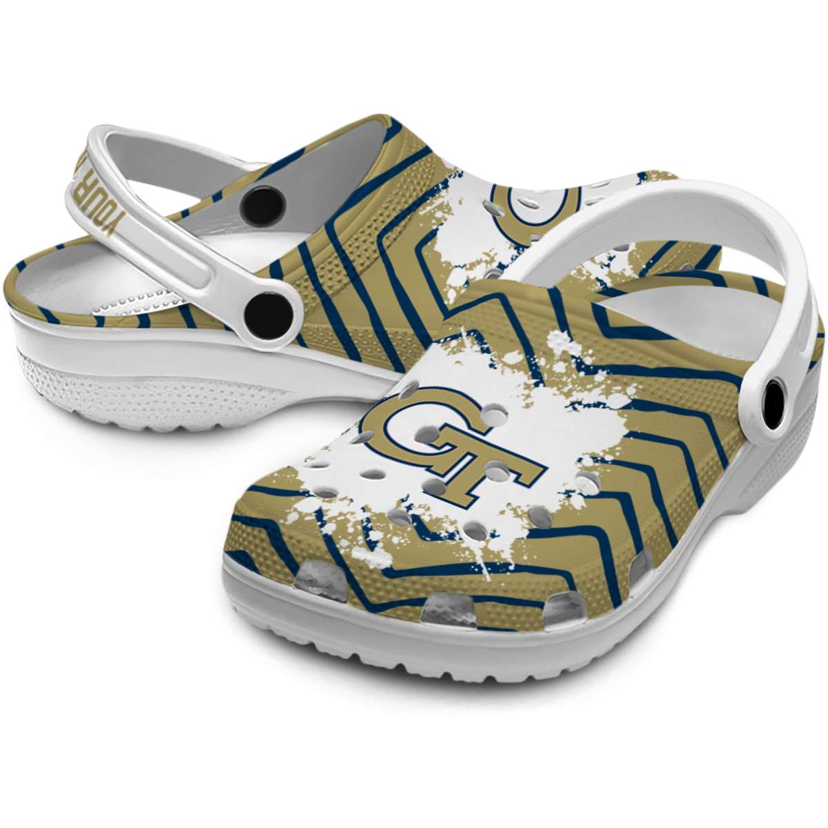 Merchidea Georgia Tech Yellow Jackets NCAA Sport Crocs Crocband Clogs Shoes Comfortable For Men Women and Kids