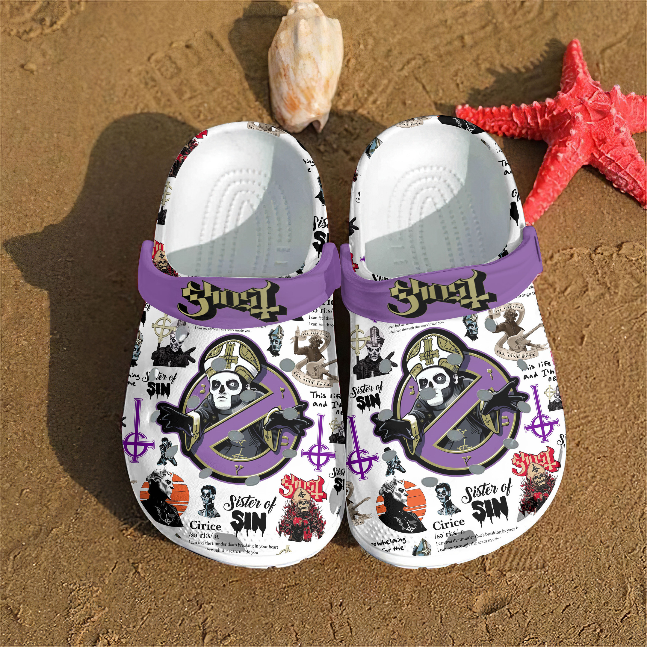 Merchidea Ghost Music Crocs Crocband Clogs Shoes Comfortable For Men Women and Kids