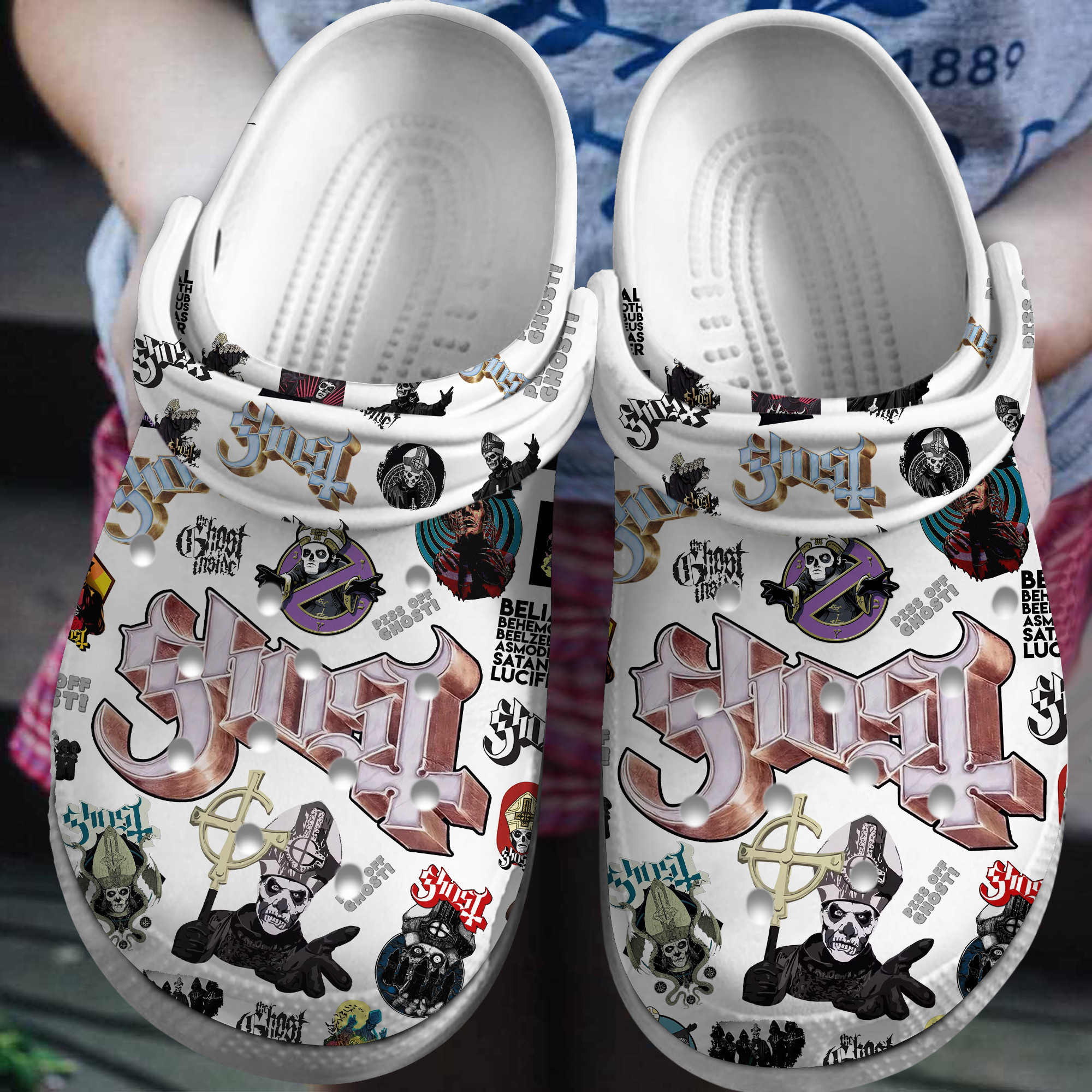 Merchidea Ghost Music Crocs Crocband Clogs Shoes Comfortable For Men Women and Kids