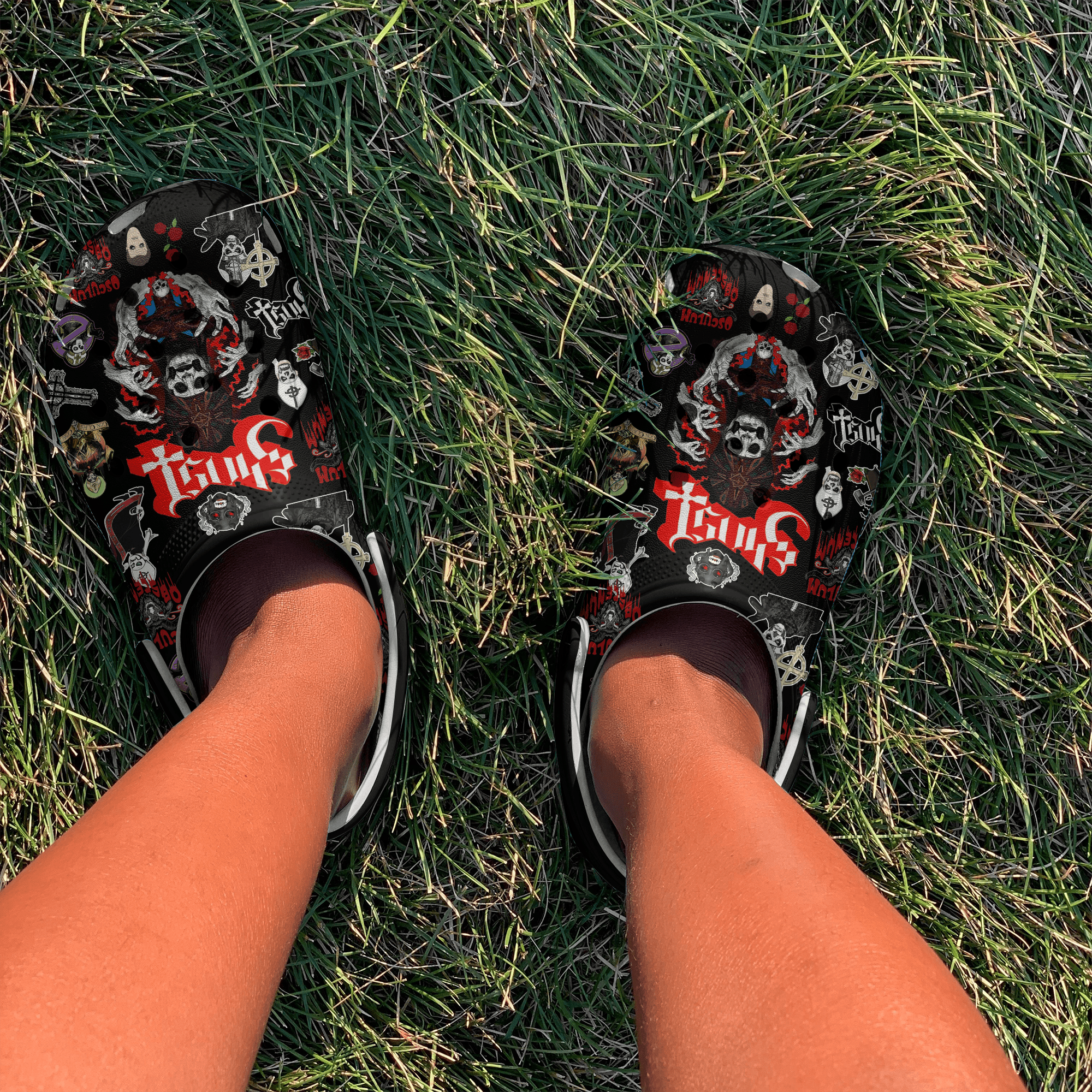 Merchidea Ghost Rock Band Music Crocs Crocband Clogs Shoes Comfortable For Men Women and Kids