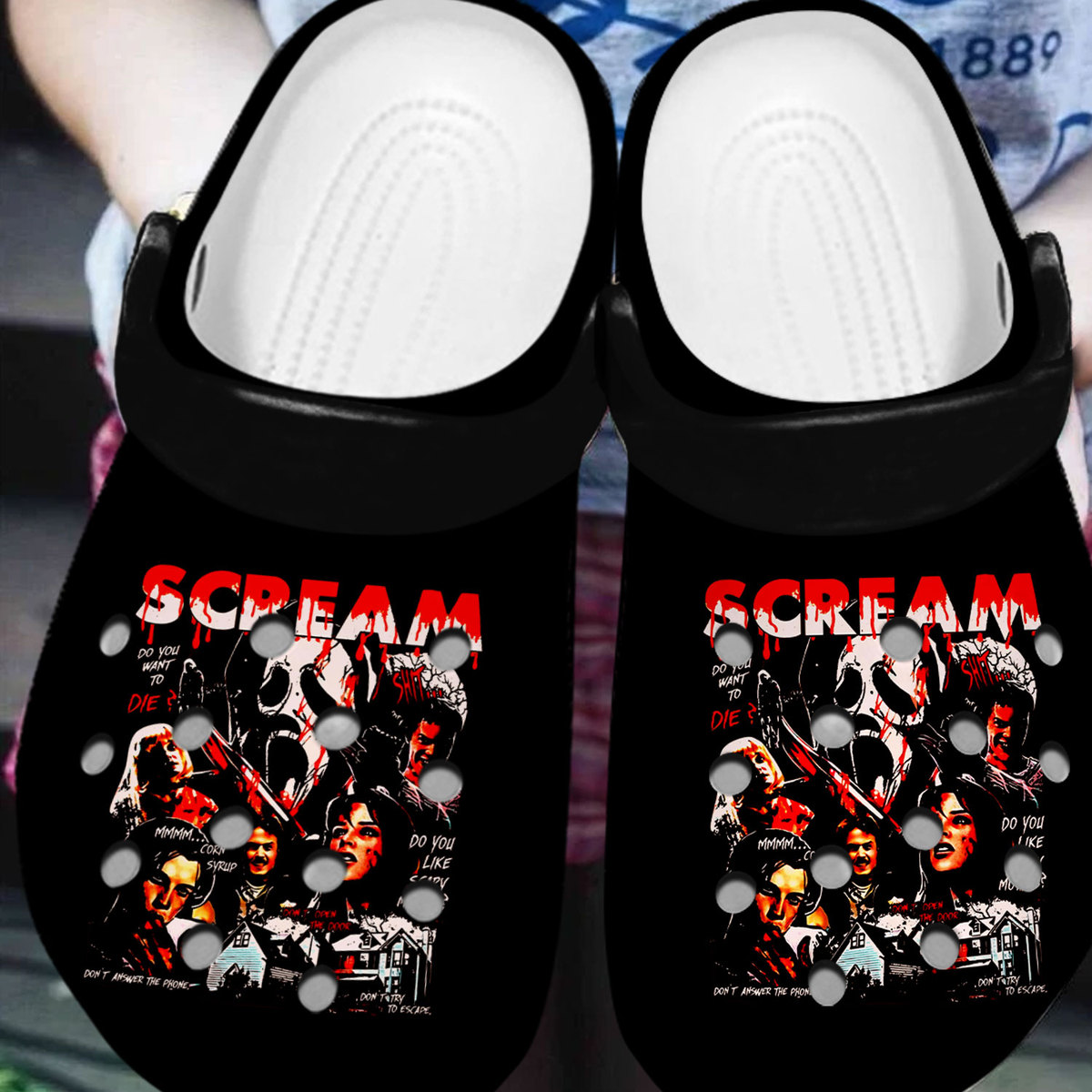Merchidea Ghostface Scream Movie Crocs Crocband Clogs Shoes Comfortable For Men Women and Kids