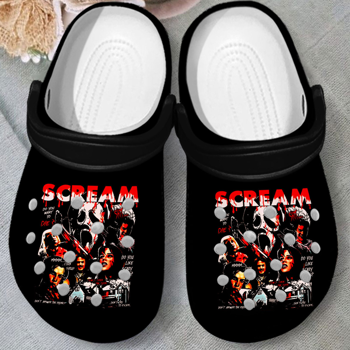 Merchidea Ghostface Scream Movie Crocs Crocband Clogs Shoes Comfortable For Men Women and Kids