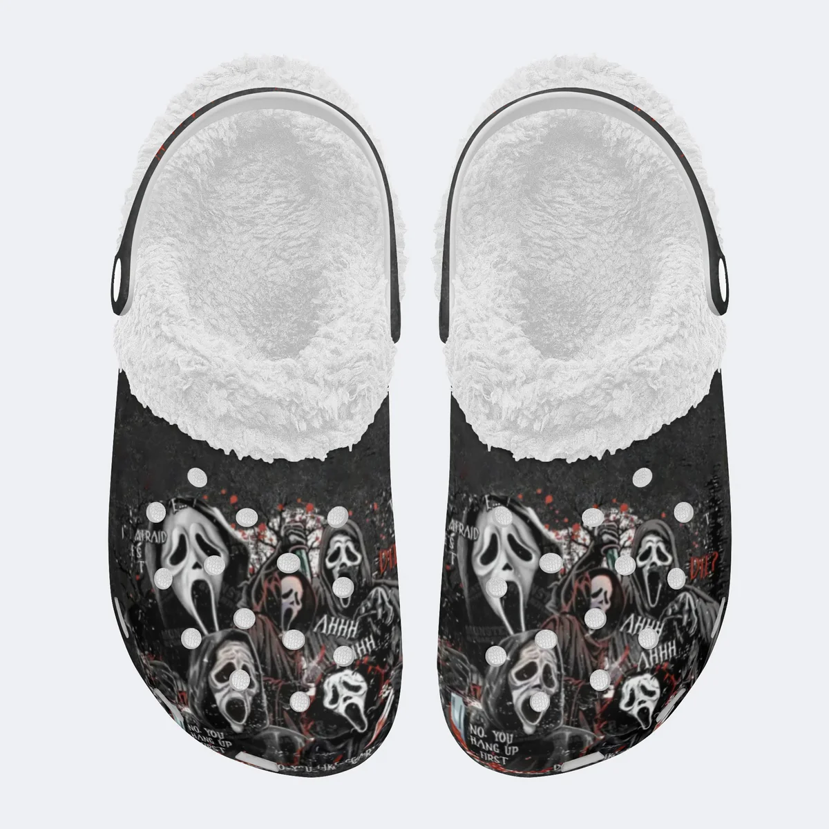 Merchidea Ghostface Scream Movie Crocs Crocband Fleece Lined Clogs Shoes Comfortable For Men Women and Kids In Winter