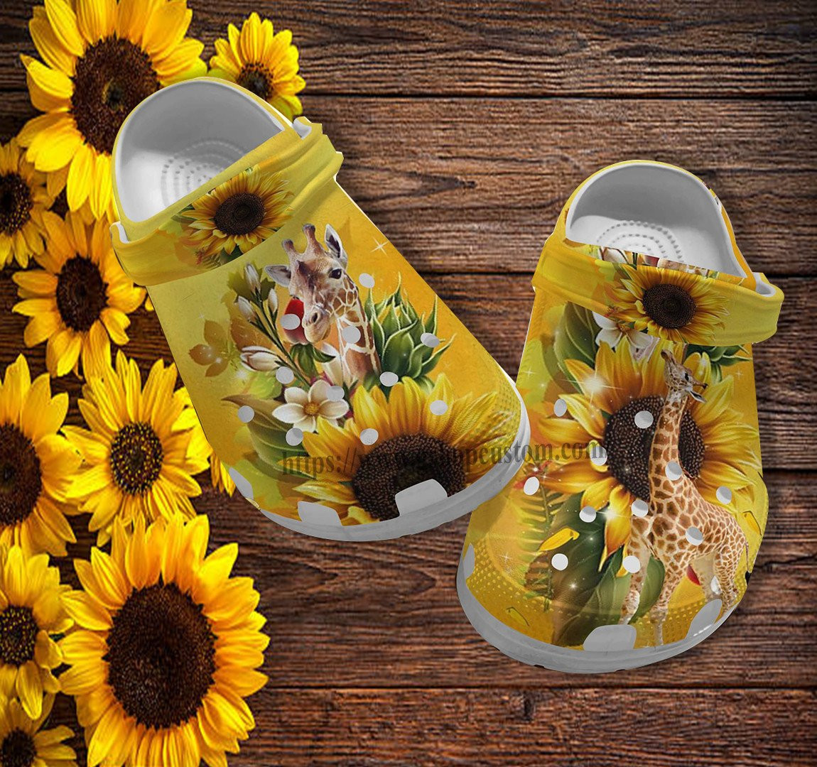 Merchidea Giraffe Sunflower Faith Croc Shoes Gift Niece- Giraffe Girl Sunflower Shoes Croc Clogs Customize Gift Women