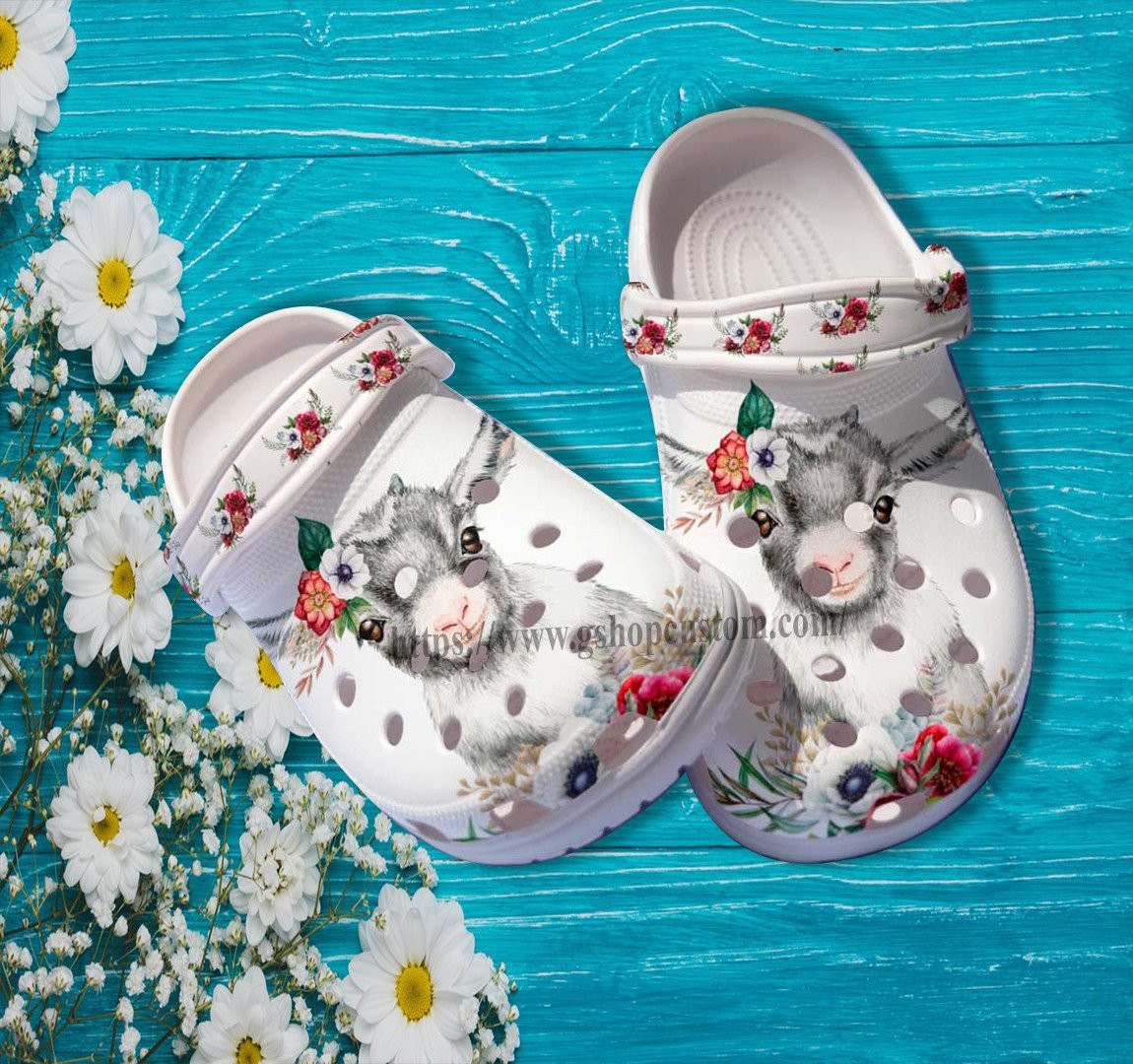 Merchidea Goat Flower Faith Croc Shoes Women