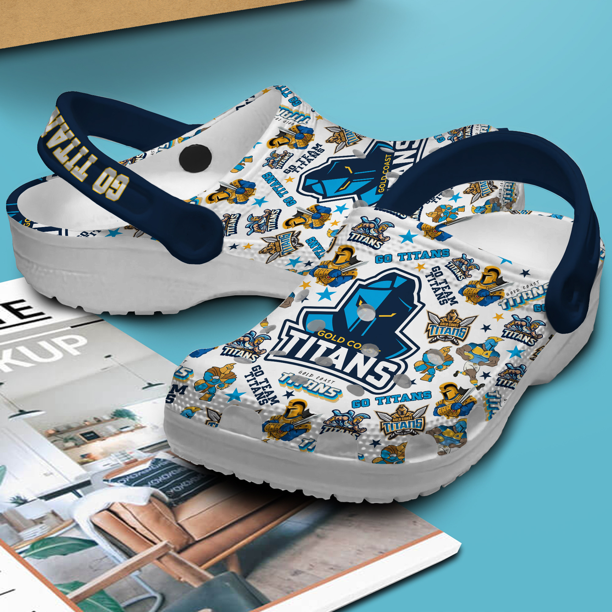 Merchidea Gold Coast Titans NRL Sport Crocs Crocband Clogs Shoes Comfortable For Men Women and Kids