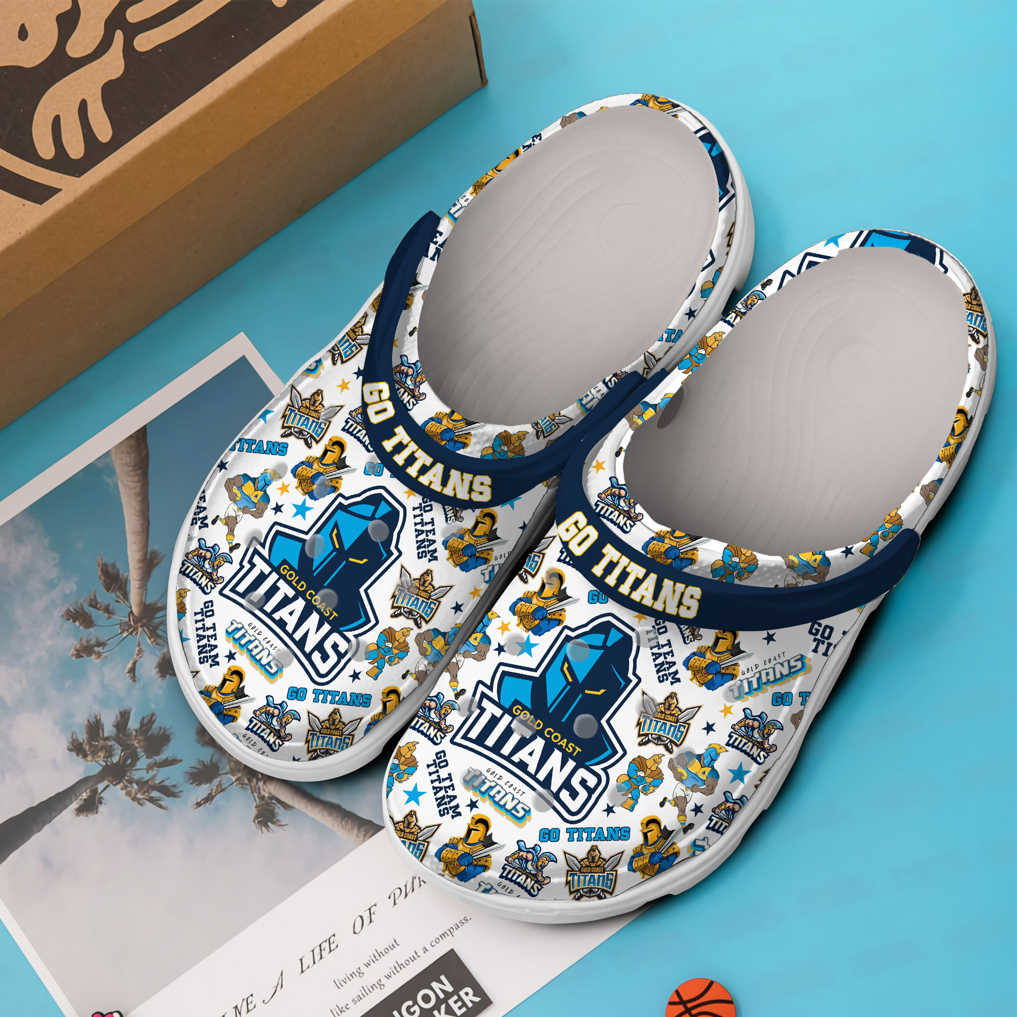 Merchidea Gold Coast Titans NRL Sport Crocs Crocband Clogs Shoes Comfortable For Men Women and Kids