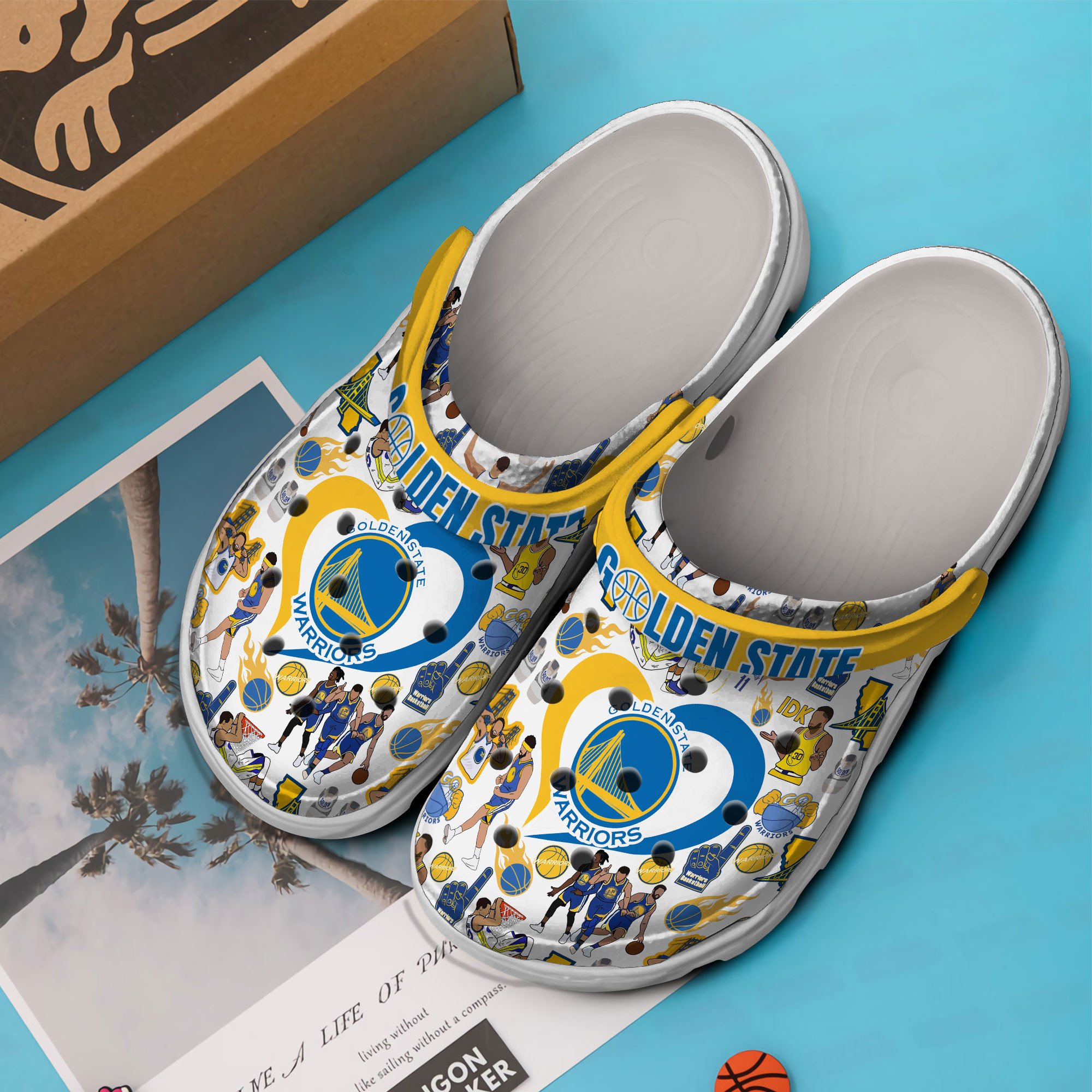 Merchidea Golden State Warriors NBA Christmas Sport Crocs Crocband Clogs Shoes Comfortable For Men Women and Kids