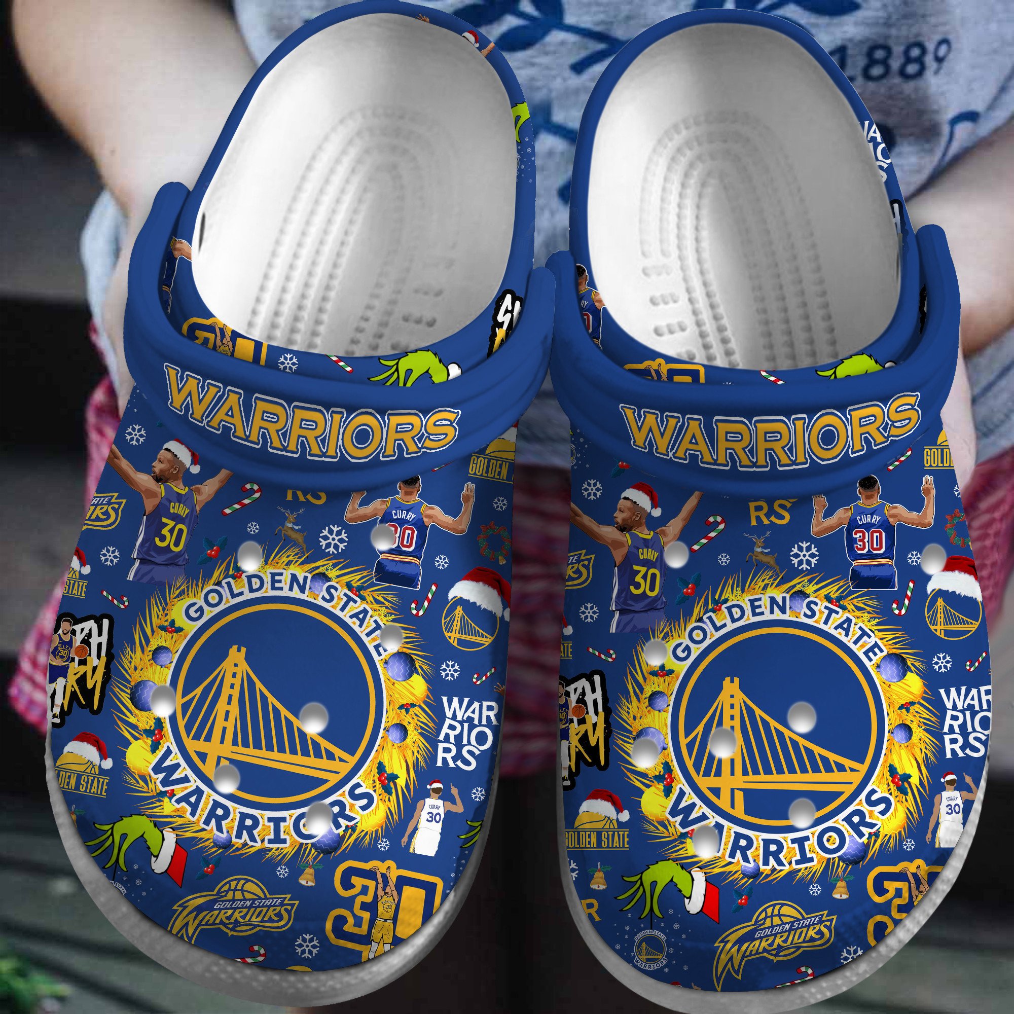 Merchidea Golden State Warriors NBA Christmas Sport Crocs Crocband Clogs Shoes Comfortable For Men Women and Kids