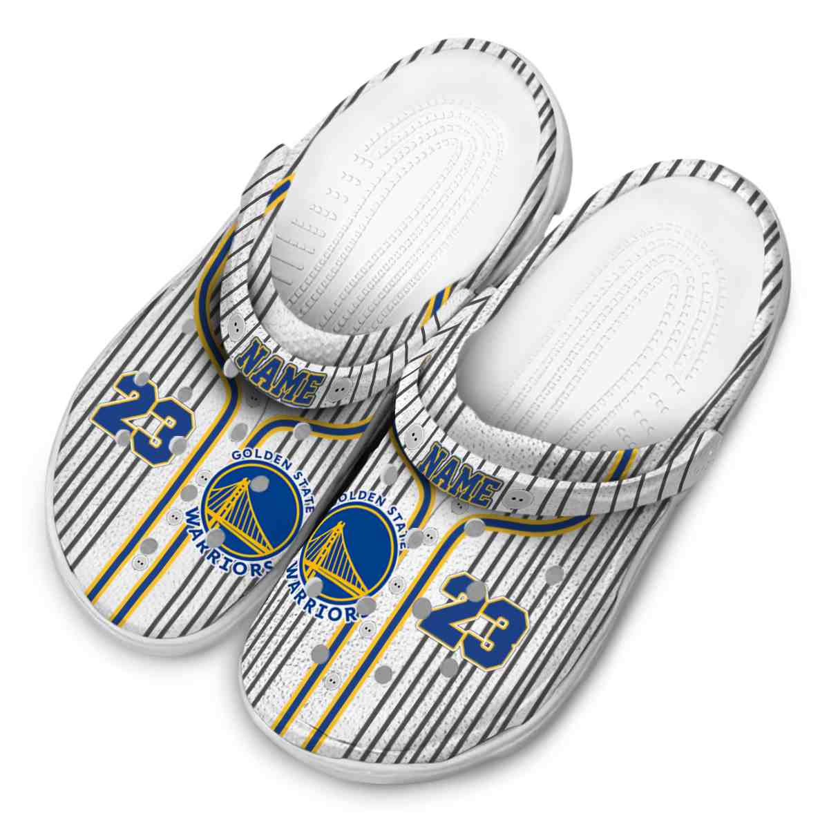 Merchidea Golden State Warriors NBA Sport Crocs Crocband Clogs Shoes Comfortable For Men Women and Kids