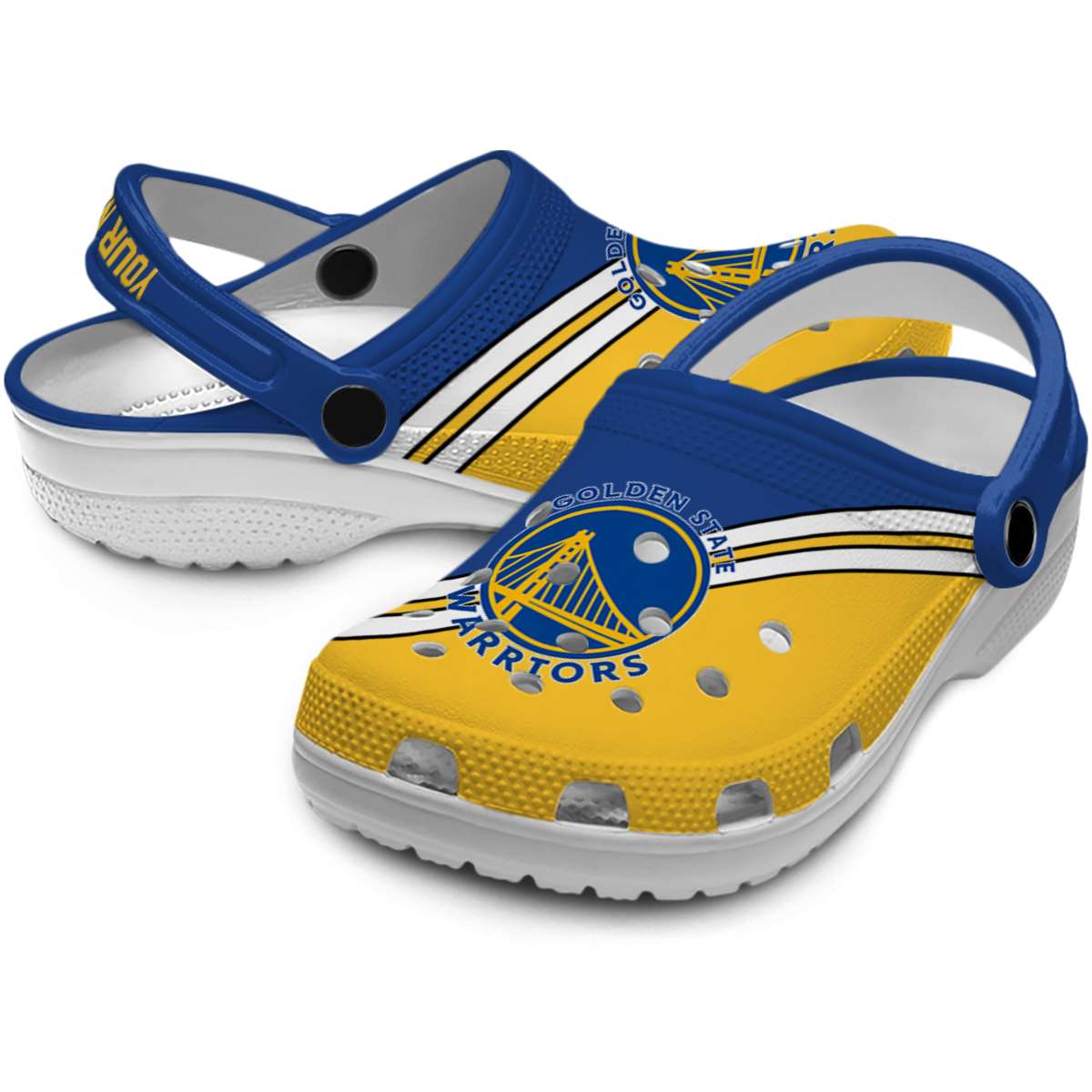 Merchidea Golden State Warriors NBA Sport Crocs Crocband Clogs Shoes Comfortable For Men Women and Kids